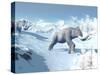 Mammoths Walking Slowly on the Snowy Mountain Against the Wind-null-Stretched Canvas