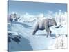 Mammoths Walking Slowly on the Snowy Mountain Against the Wind-null-Stretched Canvas