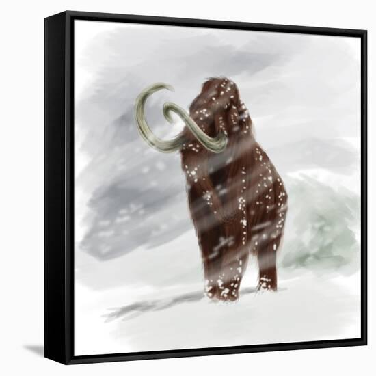 Mammuthus Primigenius Walking Through a Blizzard-Stocktrek Images-Framed Stretched Canvas