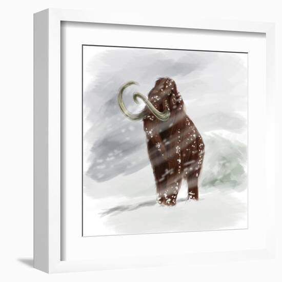 Mammuthus Primigenius Walking Through a Blizzard-Stocktrek Images-Framed Art Print