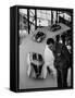 Man Admiring Fiat Automobile Exhibit at the Milan Fair-Ralph Crane-Framed Stretched Canvas
