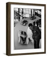 Man Admiring Fiat Automobile Exhibit at the Milan Fair-Ralph Crane-Framed Photographic Print