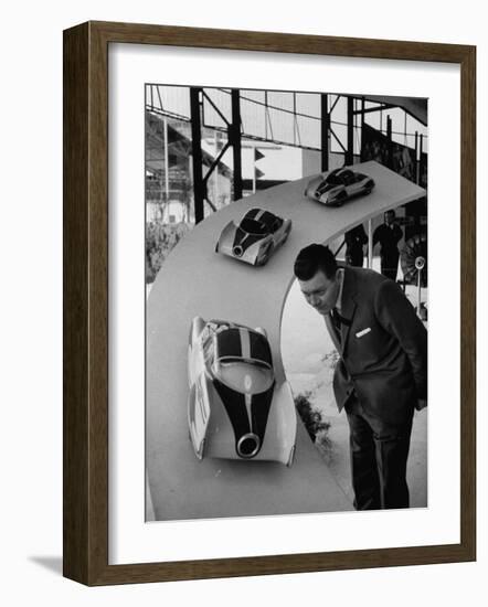 Man Admiring Fiat Automobile Exhibit at the Milan Fair-Ralph Crane-Framed Photographic Print