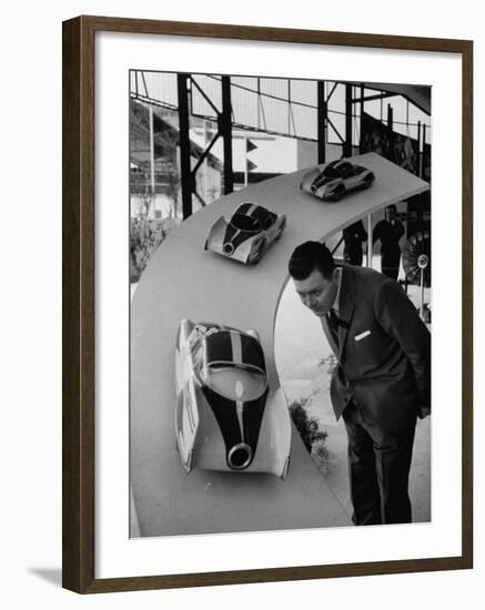Man Admiring Fiat Automobile Exhibit at the Milan Fair-Ralph Crane-Framed Photographic Print