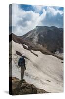 Man Admiring, Mutnovsky Volcano, Kamchatka, Russia, Eurasia-Michael Runkel-Stretched Canvas