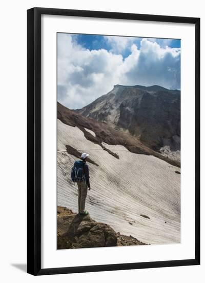 Man Admiring, Mutnovsky Volcano, Kamchatka, Russia, Eurasia-Michael Runkel-Framed Photographic Print