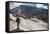Man Admiring, Mutnovsky Volcano, Kamchatka, Russia, Eurasia-Michael Runkel-Framed Stretched Canvas