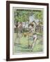 Man and a Woman Play Swingball in the Garden-null-Framed Art Print