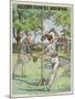 Man and a Woman Play Swingball in the Garden-null-Mounted Art Print