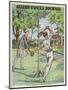 Man and a Woman Play Swingball in the Garden-null-Mounted Art Print