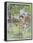 Man and a Woman Play Swingball in the Garden-null-Framed Stretched Canvas