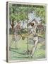 Man and a Woman Play Swingball in the Garden-null-Stretched Canvas