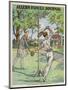 Man and a Woman Play Swingball in the Garden-null-Mounted Art Print