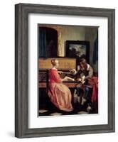 Man and a Woman Seated by a Virginal, c.1665-Gabriel Metsu-Framed Giclee Print