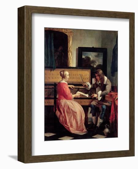 Man and a Woman Seated by a Virginal, c.1665-Gabriel Metsu-Framed Giclee Print