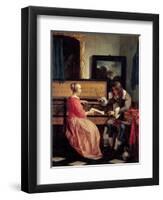 Man and a Woman Seated by a Virginal, c.1665-Gabriel Metsu-Framed Giclee Print