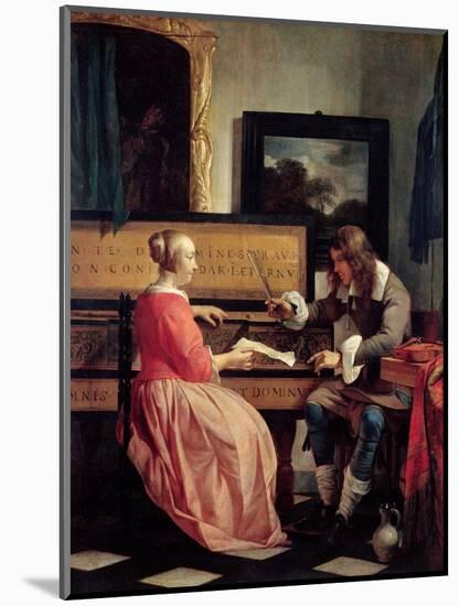 Man and a Woman Seated by a Virginal, c.1665-Gabriel Metsu-Mounted Giclee Print