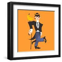 Man and Bird-ONEVECTOR-Framed Art Print