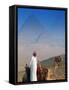 Man and Camel at Pyramids, Cairo, Egypt-Peter Adams-Framed Stretched Canvas