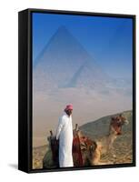 Man and Camel at Pyramids, Cairo, Egypt-Peter Adams-Framed Stretched Canvas