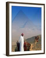 Man and Camel at Pyramids, Cairo, Egypt-Peter Adams-Framed Premium Photographic Print