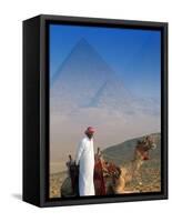 Man and Camel at Pyramids, Cairo, Egypt-Peter Adams-Framed Stretched Canvas