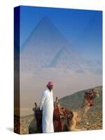 Man and Camel at Pyramids, Cairo, Egypt-Peter Adams-Stretched Canvas