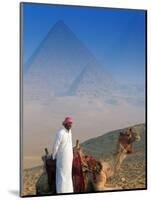 Man and Camel at Pyramids, Cairo, Egypt-Peter Adams-Mounted Photographic Print