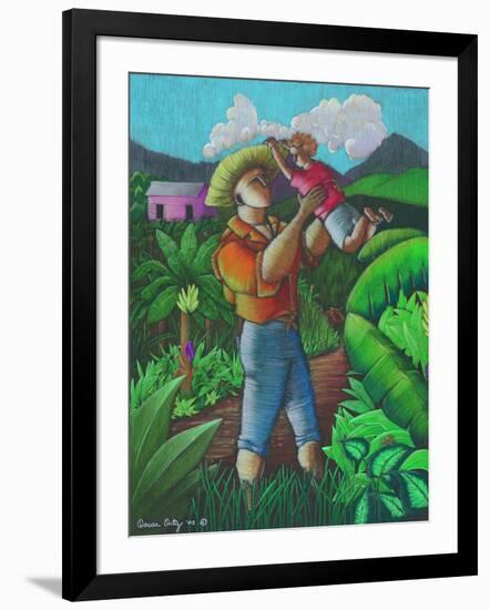 Man and Child-Oscar Ortiz-Framed Giclee Print