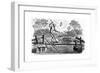 Man and Dog Crossing Bridge in Stormy Weather-Thomas Bewick-Framed Giclee Print