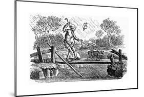 Man and Dog Crossing Bridge in Stormy Weather-Thomas Bewick-Mounted Giclee Print