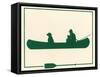 Man and Dog in Canoe-Crockett Collection-Framed Stretched Canvas