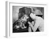 Man and Dog Listening to the Radio-null-Framed Photo