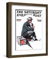 "Man and Dog" or "Pals" Saturday Evening Post Cover, September 27,1924-Norman Rockwell-Framed Giclee Print