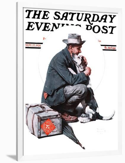 "Man and Dog" or "Pals" Saturday Evening Post Cover, September 27,1924-Norman Rockwell-Framed Giclee Print