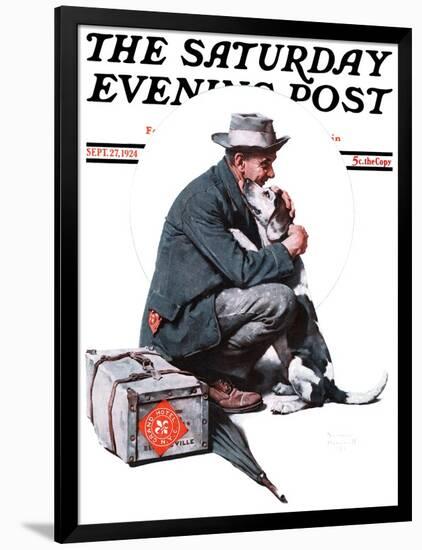 "Man and Dog" or "Pals" Saturday Evening Post Cover, September 27,1924-Norman Rockwell-Framed Giclee Print