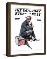 "Man and Dog" or "Pals" Saturday Evening Post Cover, September 27,1924-Norman Rockwell-Framed Premium Giclee Print