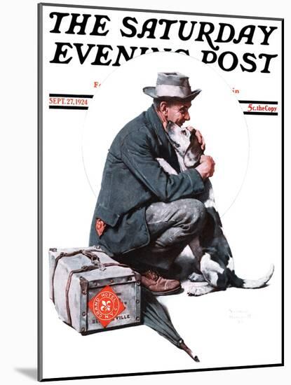 "Man and Dog" or "Pals" Saturday Evening Post Cover, September 27,1924-Norman Rockwell-Mounted Premium Giclee Print