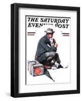 "Man and Dog" or "Pals" Saturday Evening Post Cover, September 27,1924-Norman Rockwell-Framed Premium Giclee Print