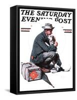 "Man and Dog" or "Pals" Saturday Evening Post Cover, September 27,1924-Norman Rockwell-Framed Stretched Canvas