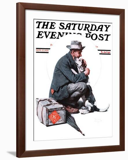 "Man and Dog" or "Pals" Saturday Evening Post Cover, September 27,1924-Norman Rockwell-Framed Giclee Print