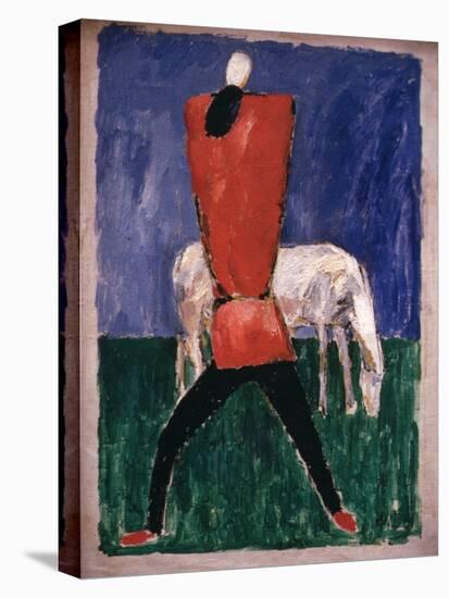 Man and Horse, 1933 (Oil on Canvas)-Kazimir Severinovich Malevich-Stretched Canvas