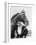 Man and Horse Standing Together-null-Framed Photo