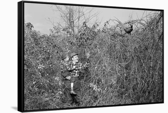 Man and Son Looking at Pheasant-Philip Gendreau-Framed Stretched Canvas