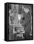 Man and Teenage Girl with Trophy-null-Framed Stretched Canvas