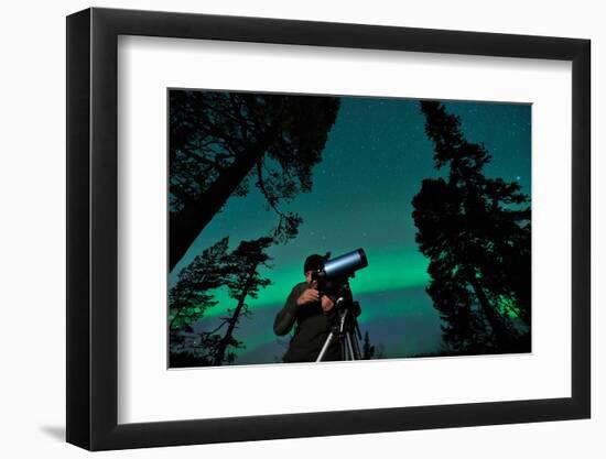 Man and Telescope-jarih-Framed Photographic Print