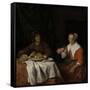 Man and Woman at a Meal-Gabriel Metsu-Framed Stretched Canvas