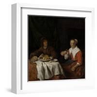 Man and Woman at a Meal-Gabriel Metsu-Framed Art Print