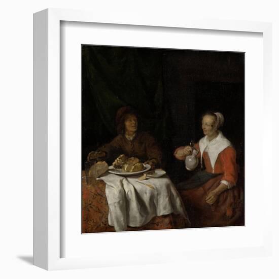 Man and Woman at a Meal-Gabriel Metsu-Framed Art Print