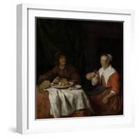 Man and Woman at a Meal-Gabriel Metsu-Framed Art Print